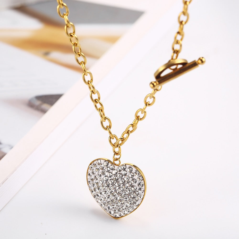 Heart Necklace Earrings Jewelry Set