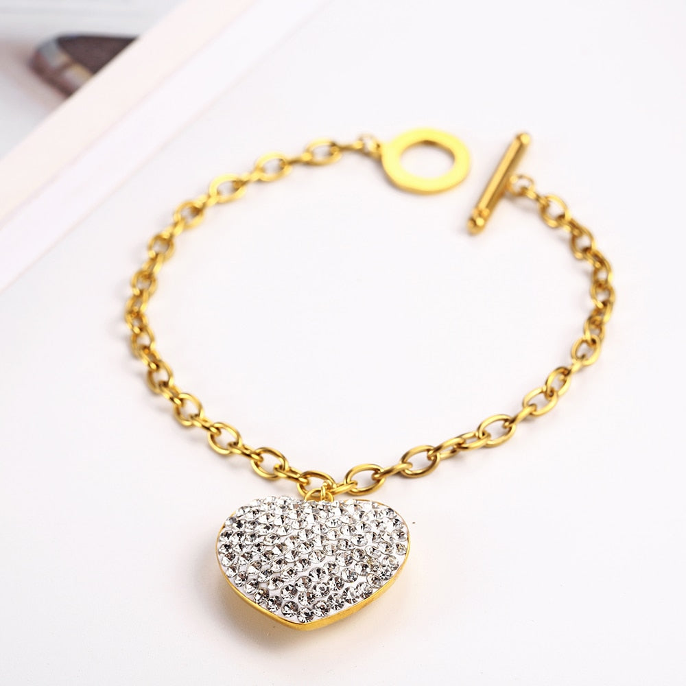 Heart Necklace Earrings Jewelry Set