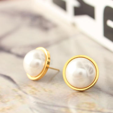 Stainless Steel Pearl Earrings