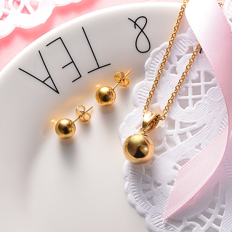 Simple Gold Ball Jewelry Sets