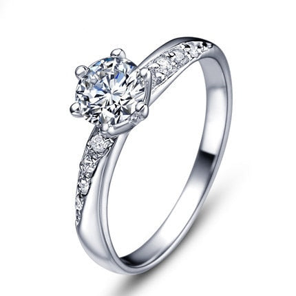 silver shiny zircon rings