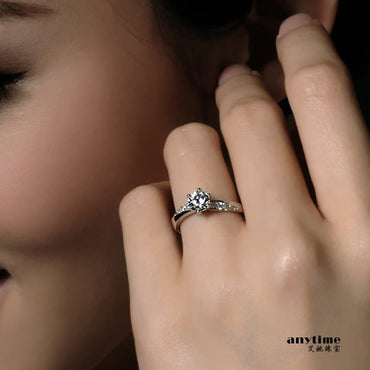 silver shiny zircon rings