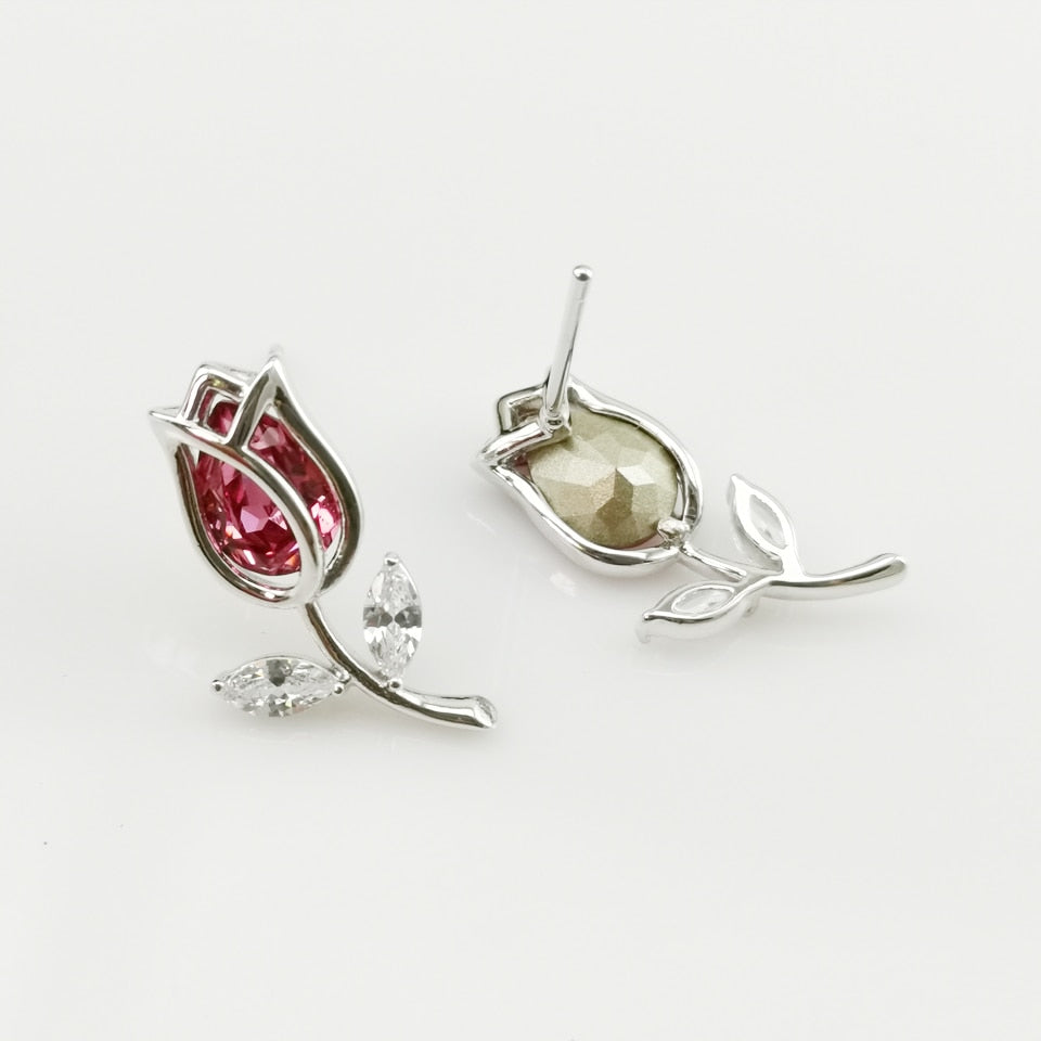 Silver rose Crystal Earrings