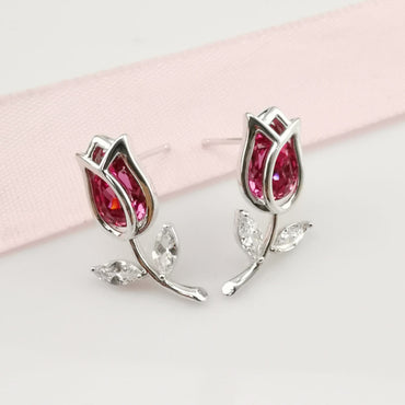 Silver rose Crystal Earrings