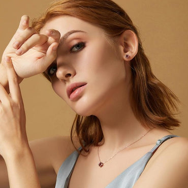 Silver Red Earrings and Necklace Sets