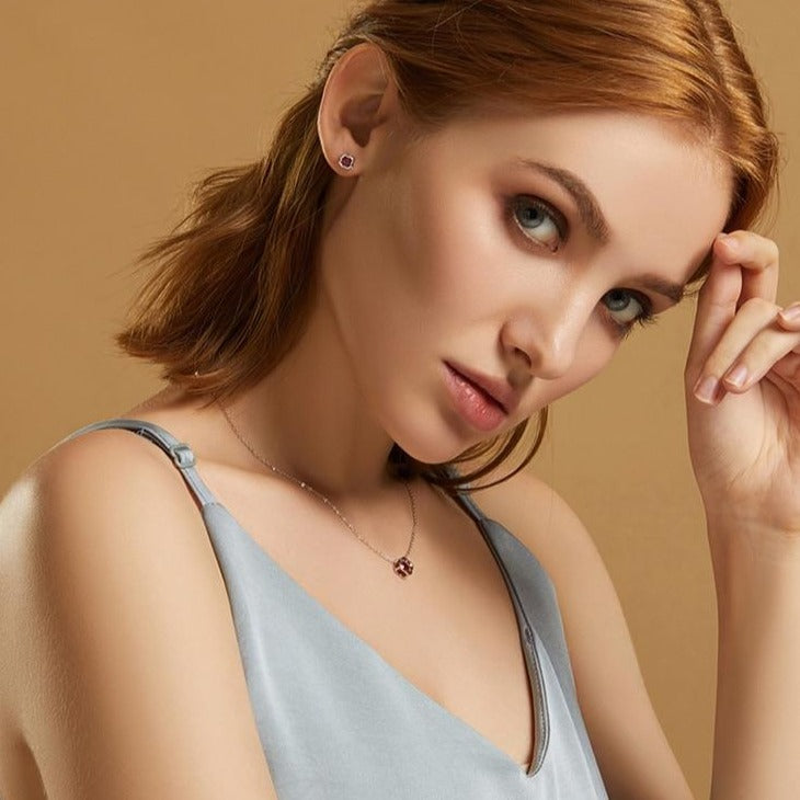 Silver Red Earrings and Necklace Sets