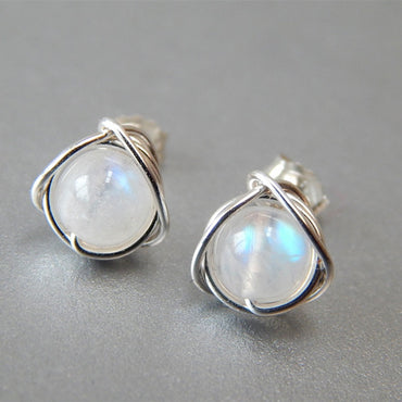 Moonstone Crystal Stud Earrings