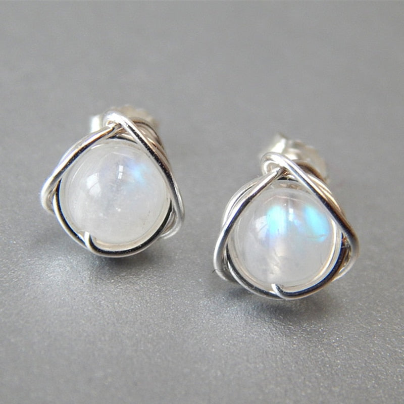 Moonstone Crystal Stud Earrings