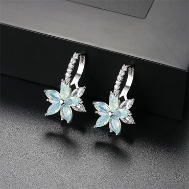 Cubic Zirconia Flower Stud Earrings