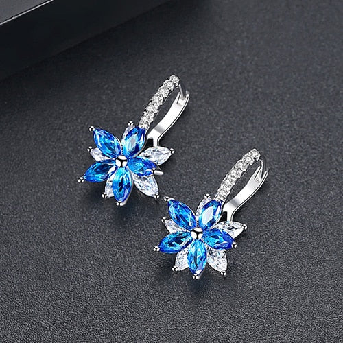 Cubic Zirconia Flower Stud Earrings