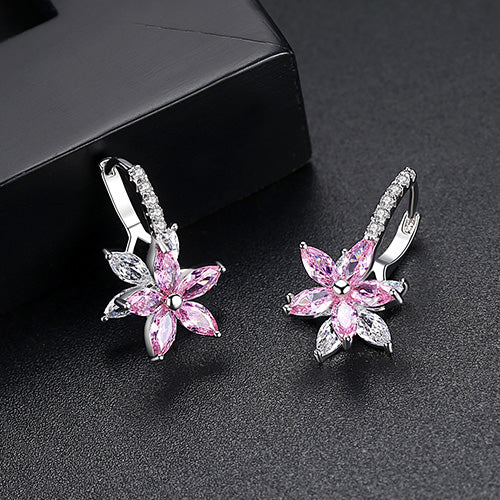 Cubic Zirconia Flower Stud Earrings