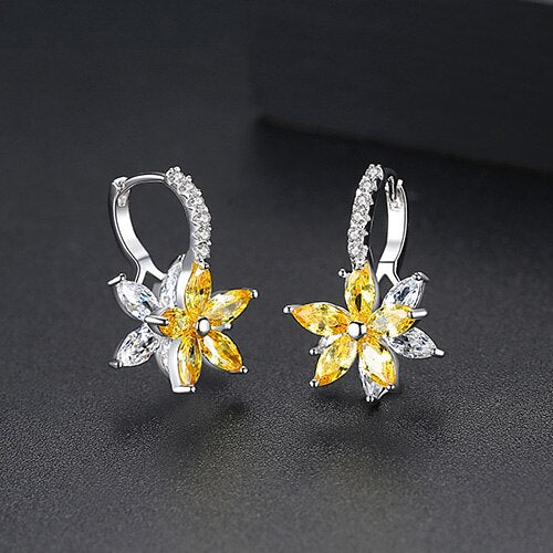 Cubic Zirconia Flower Stud Earrings
