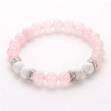Pink and White Natural Stone Bracelets