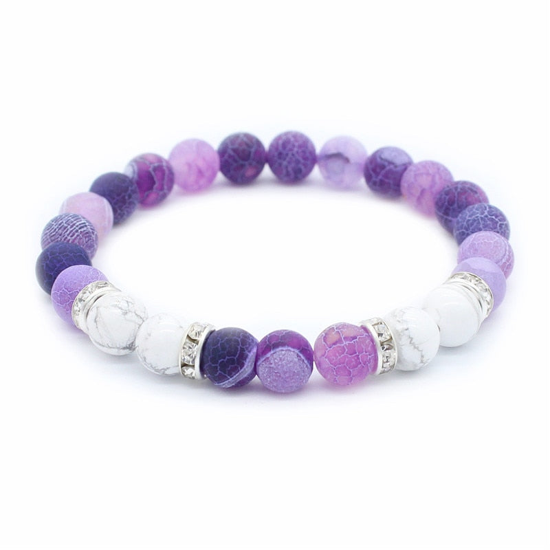 Pink and White Natural Stone Bracelets