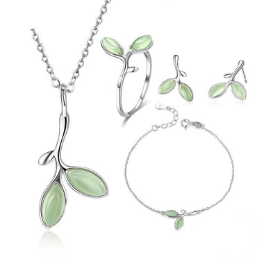 Silver Tree Leaves Jewelry Sets
