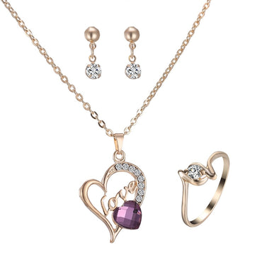 purple crystal Jewelry Set