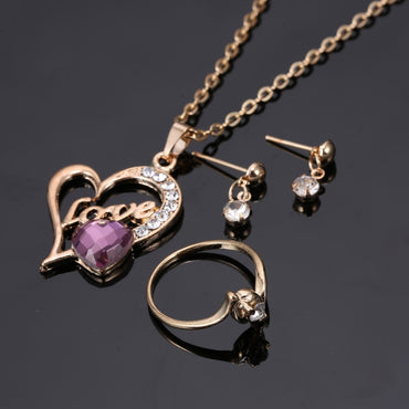 purple crystal Jewelry Set