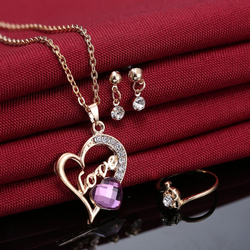 purple crystal Jewelry Set
