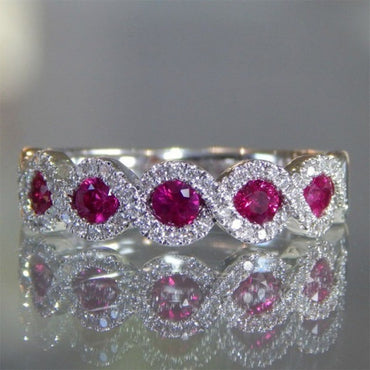rose red Cubic Zirconia ring