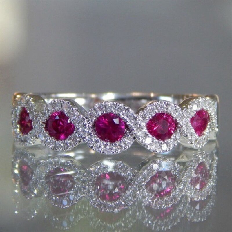 rose red Cubic Zirconia ring