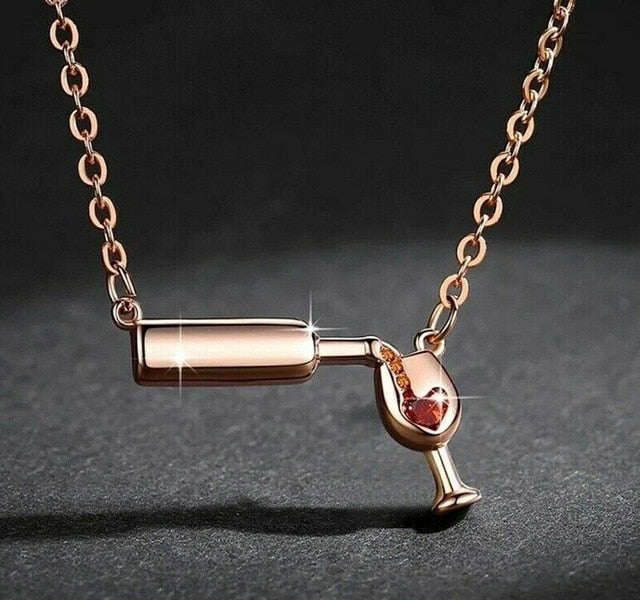 Wine Bottle & Glass Pendant