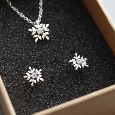 Silver Crystal Snowflake Set