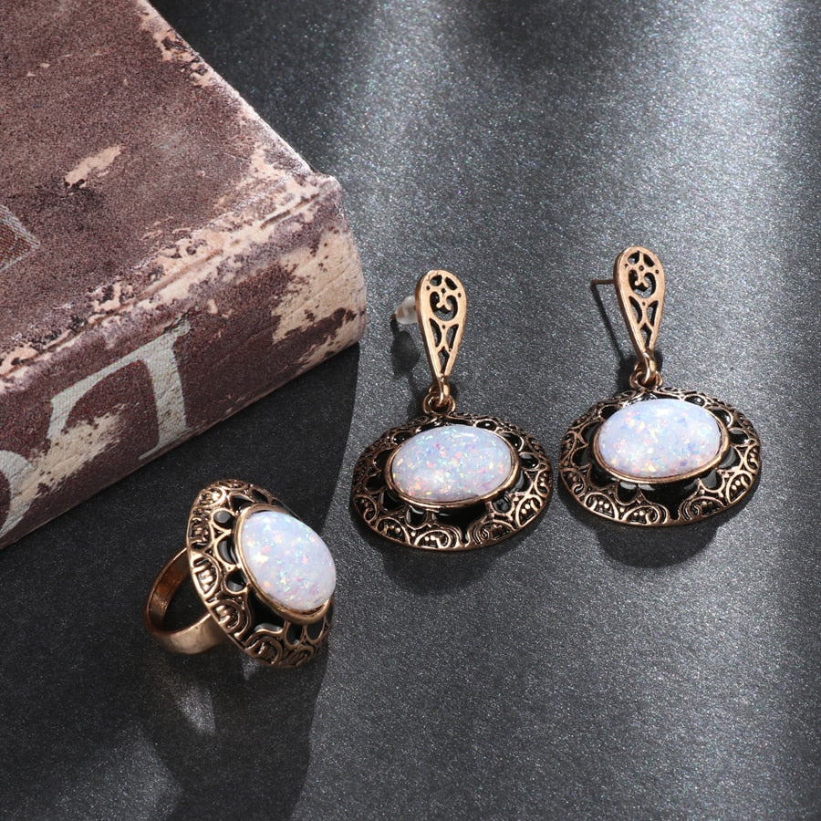 Vintage Earrings And Rings Jewelry Set