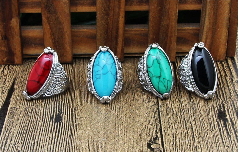 Oval Natural Stone Jewelry Set