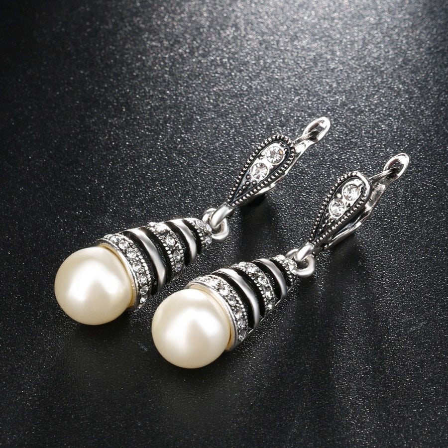 3Pcs Silver Color Pearl Jewelry Sets