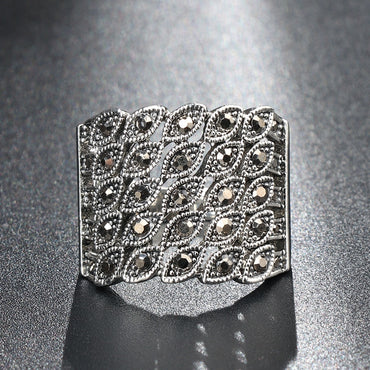 Bright Black Crystal Jewelry Sets