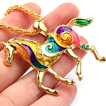 Enamel Horse Necklace