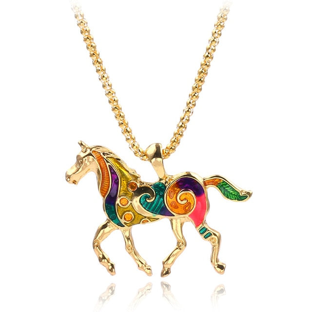 Enamel Horse Necklace